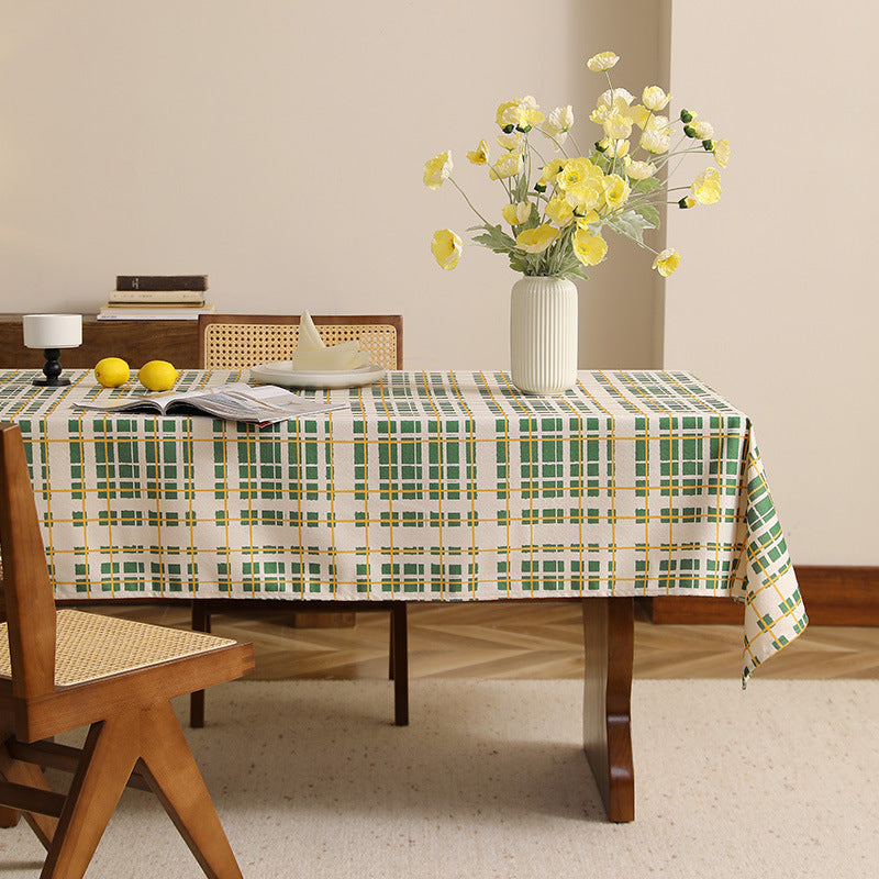Rectangular coated tablecloth with checked plaid pattern and water-repellent surface Kalsten