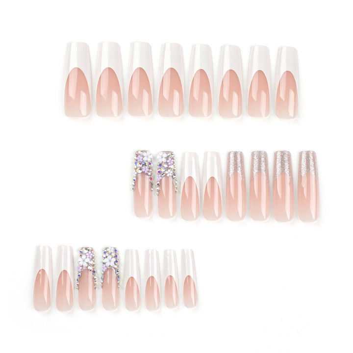 Artful Nail Extensions with Glitter and Flower Decor Kalsten