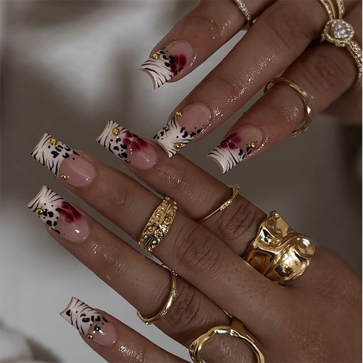 Creative Art Press-On Nail Set with Floral and Zebra Designs kalsten