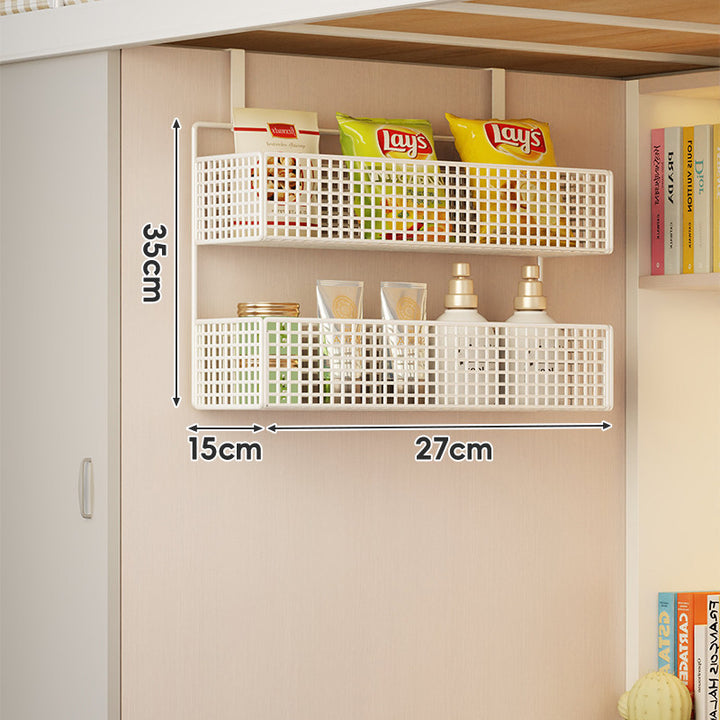 Wall-Mounted Grid Mesh Stacked Tiered Pantry and Bathroom Storage Baskets