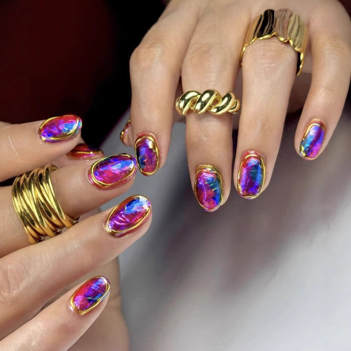 Elegant Artificial Nails with French Manicure and Glitter Effects Kalsten