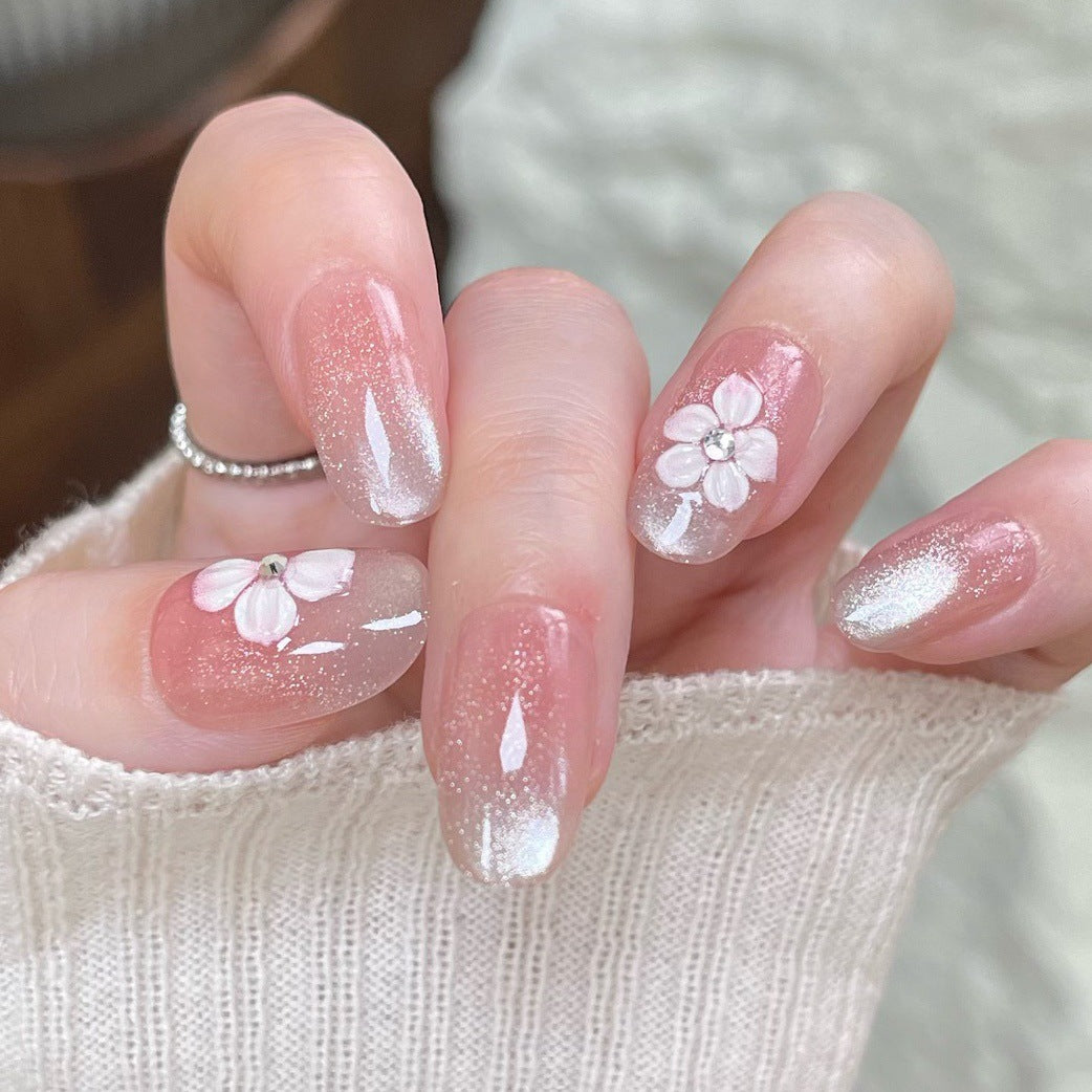 Decorative Press-On Nail Extensions with Floral Design Kalsten
