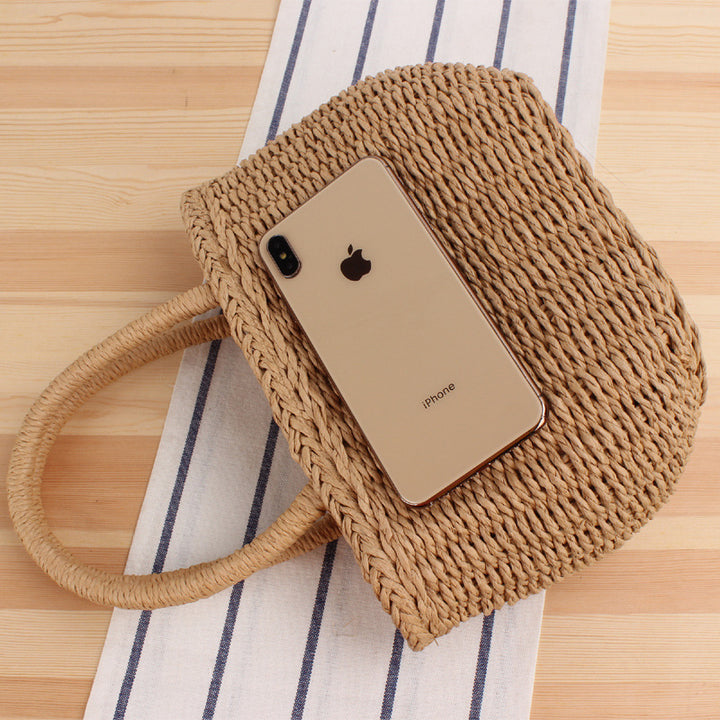 Handbag Made of Braided Natural Material with Modern Details Kalsten