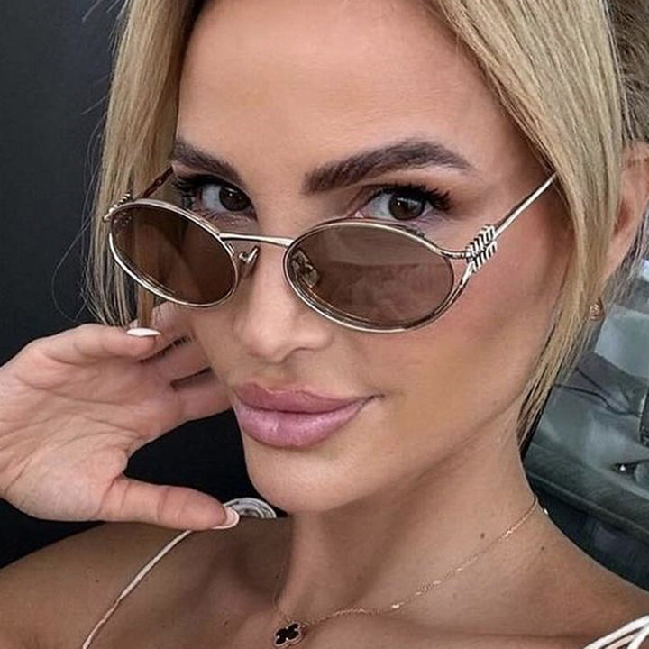 Women's Oval Sunglasses with Elegant Metal Frame and Fashionable Design Kalsten
