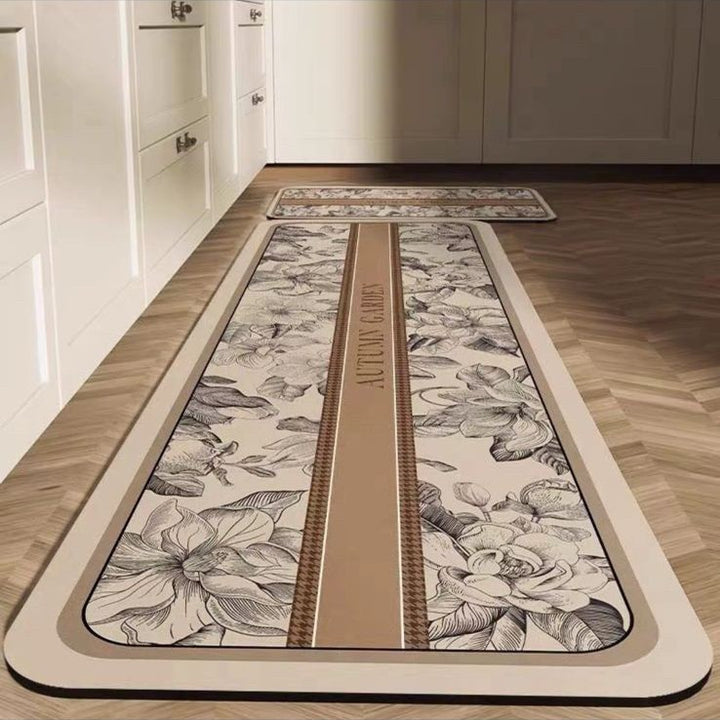 Floral-Themed Kitchen Runner Mat