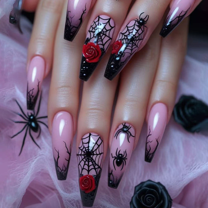 Gothic-Inspired 3D Halloween Nail Art Extensions Kalsten