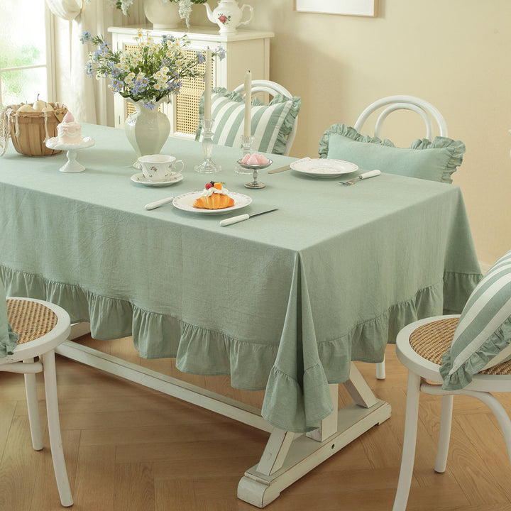 Ruffled Striped Tablecloth
