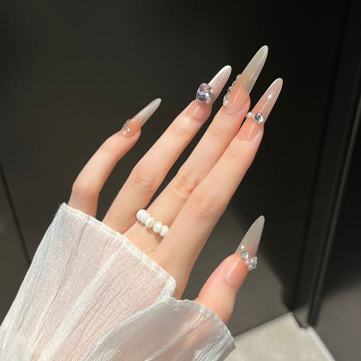Elegant Rhinestone-Embellished Press-On Nail Extensions Kalsten