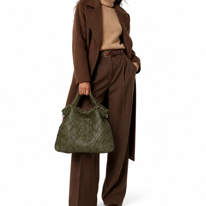 Handcrafted Woven Leather Hobo Bag