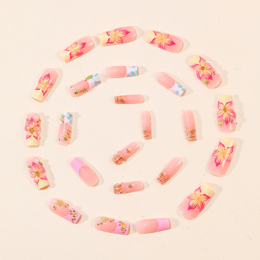 Luxury Floral Acrylic Nail Art Extensions Kalsten