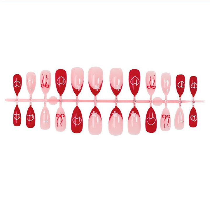 Artificial nail set with romantic hearts and bows Kalsten