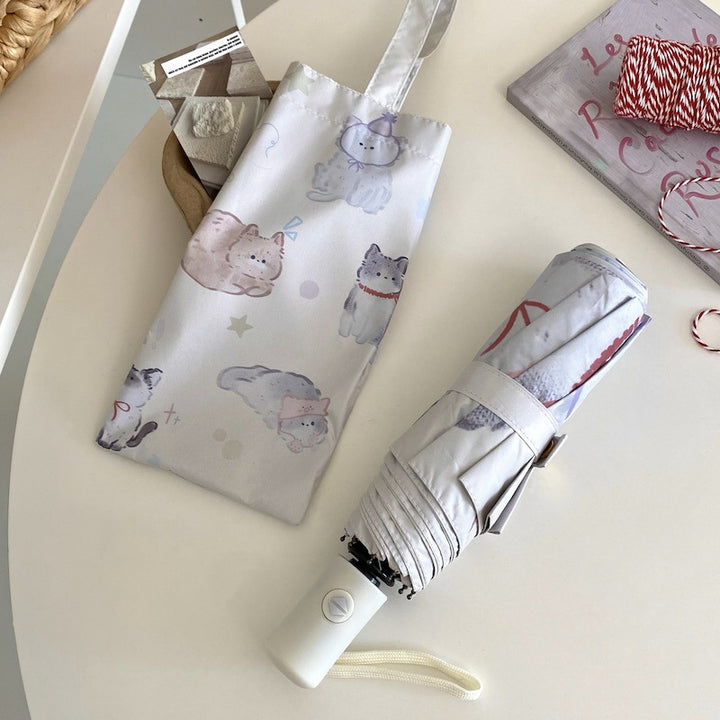 Women's Foldable Umbrella with Charming Cat Pattern Kalsten