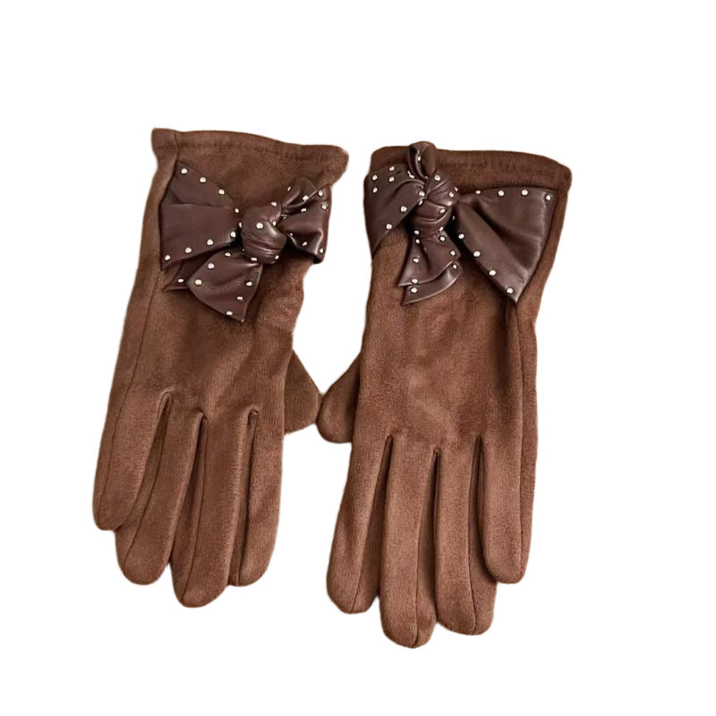 Elegant Bow-Embellished Touchscreen Gloves Kalsten