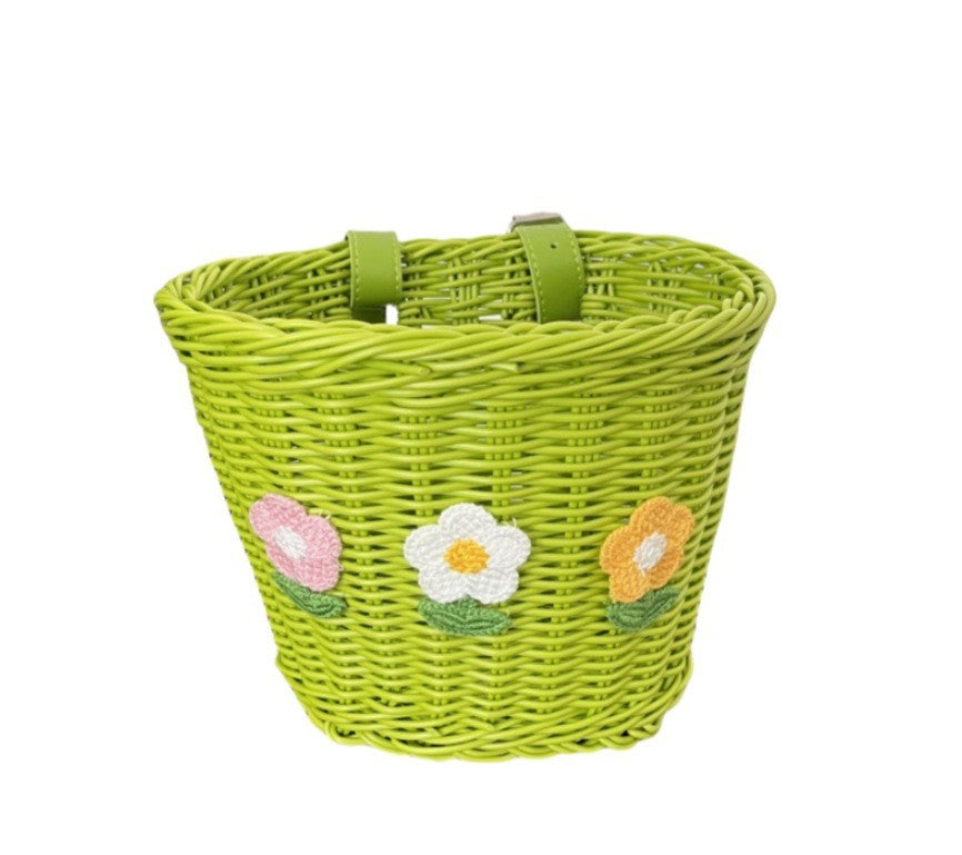 Floral Embroidered Woven Storage Basket Kalsten