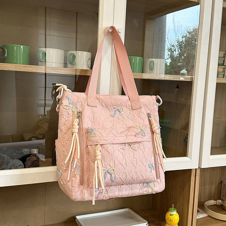 Quilted Bow-Detail Fashion Backpack Kalsten