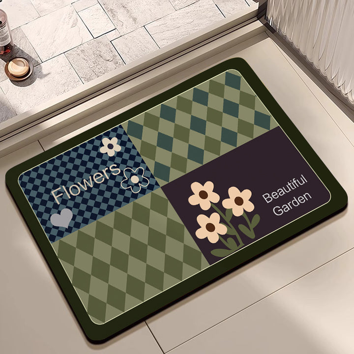 Floral Design Cotton Bath Mat Kalsten