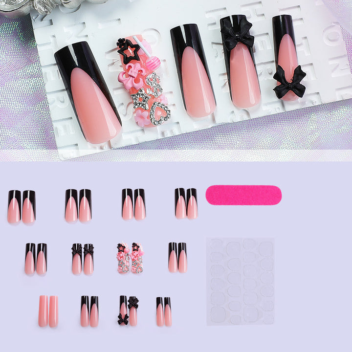 Decorative Press-On Nail Art Kit with Floral and Bow Accents kalsten