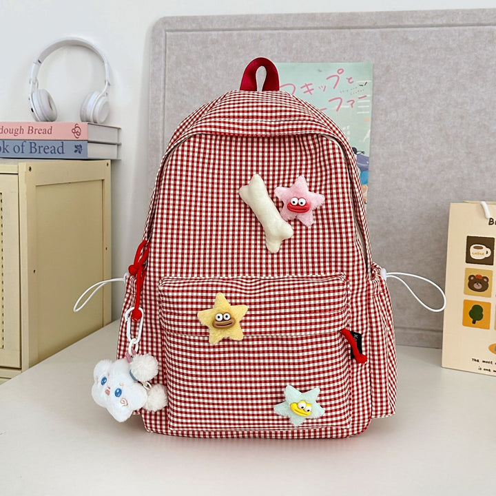 Gingham Check Pattern Backpack