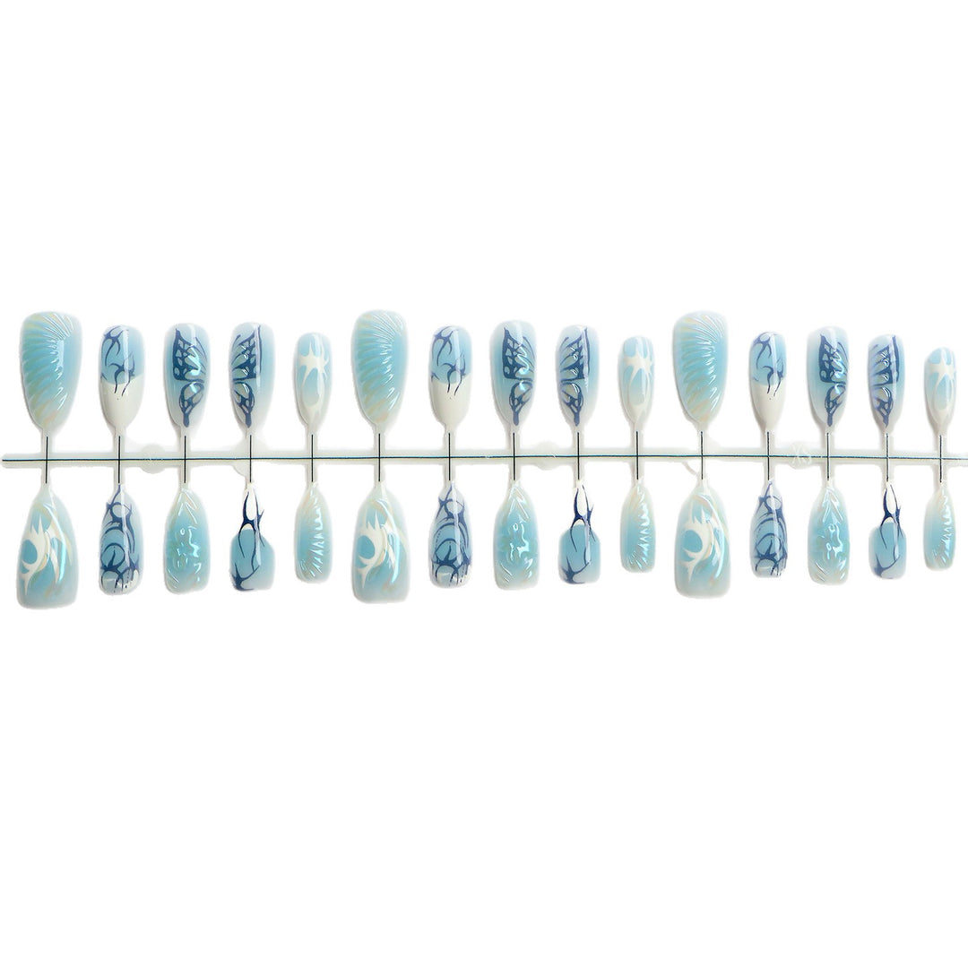 Decorative Press-On Nail Art Set with Oceanic Designs Kalsten