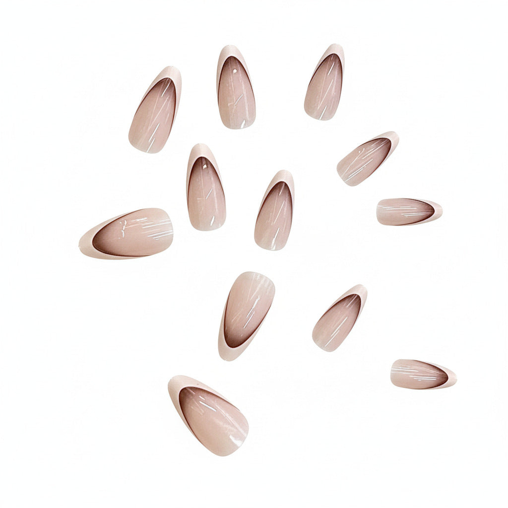 French Tip Almond-Shaped Press-On Nails Kalsten