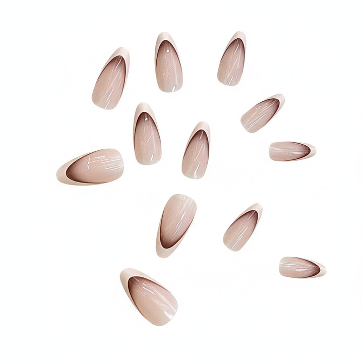 French Tip Almond-Shaped Press-On Nails Kalsten