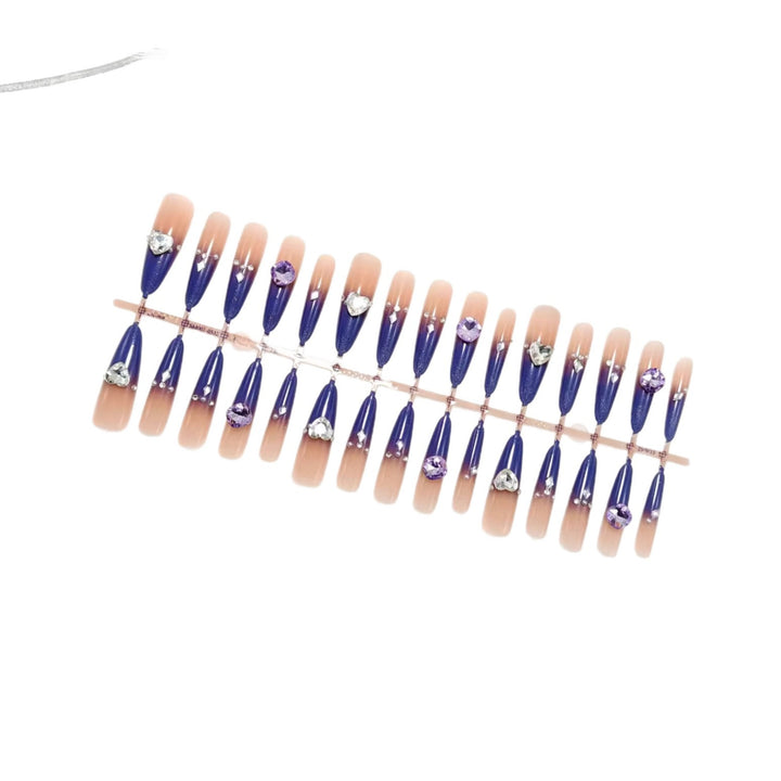 Artificial nails with elegant glitter design and 3D rhinestone accents Kalsten