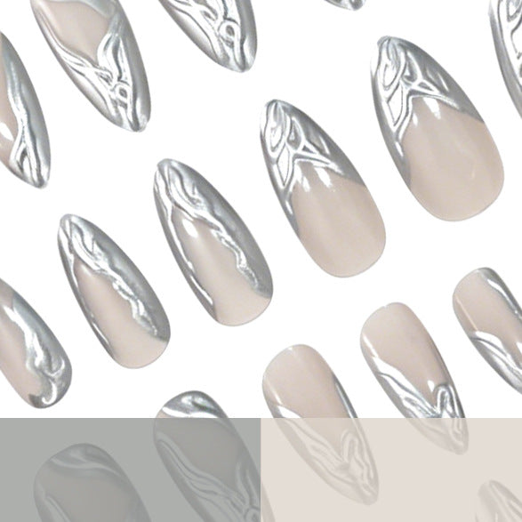 Elegant Metallic Marble Press-On Nail Art Kalsten