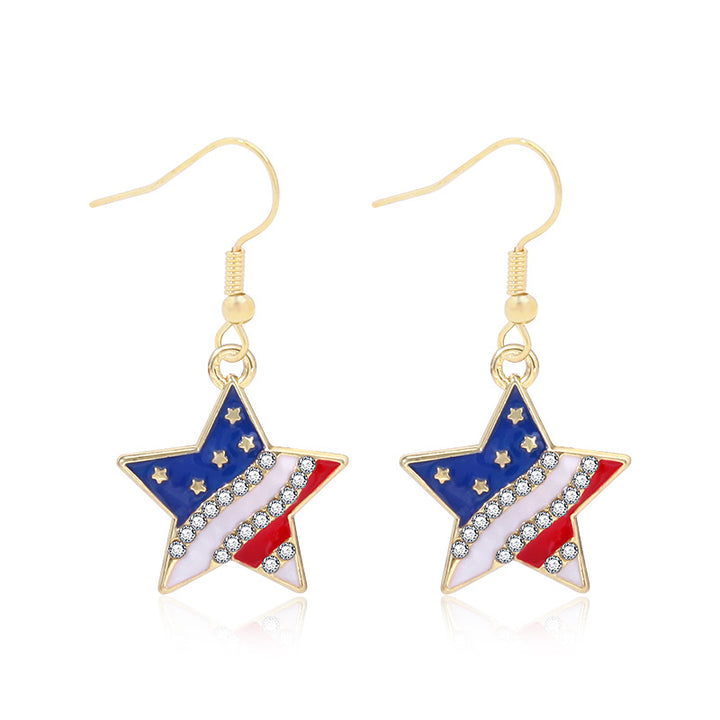 Women's long multi-layer star drop earrings with crystal embellishments and rhodium-plated alloy Kalsten
