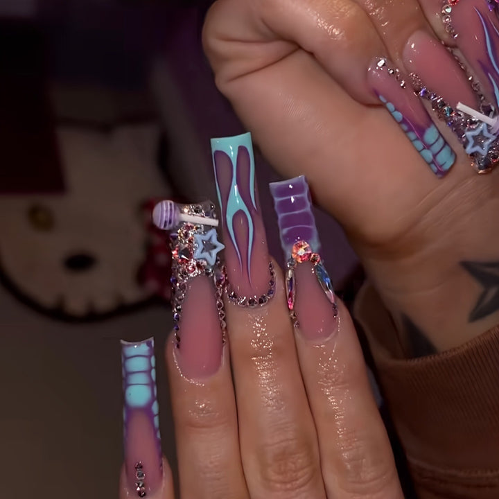 Artistic Long Nail Art Extensions Kalsten