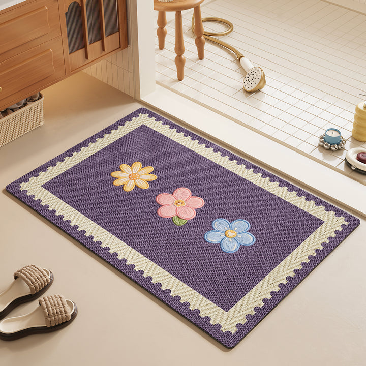 Floral Embroidered Bathroom Mat Kalsten