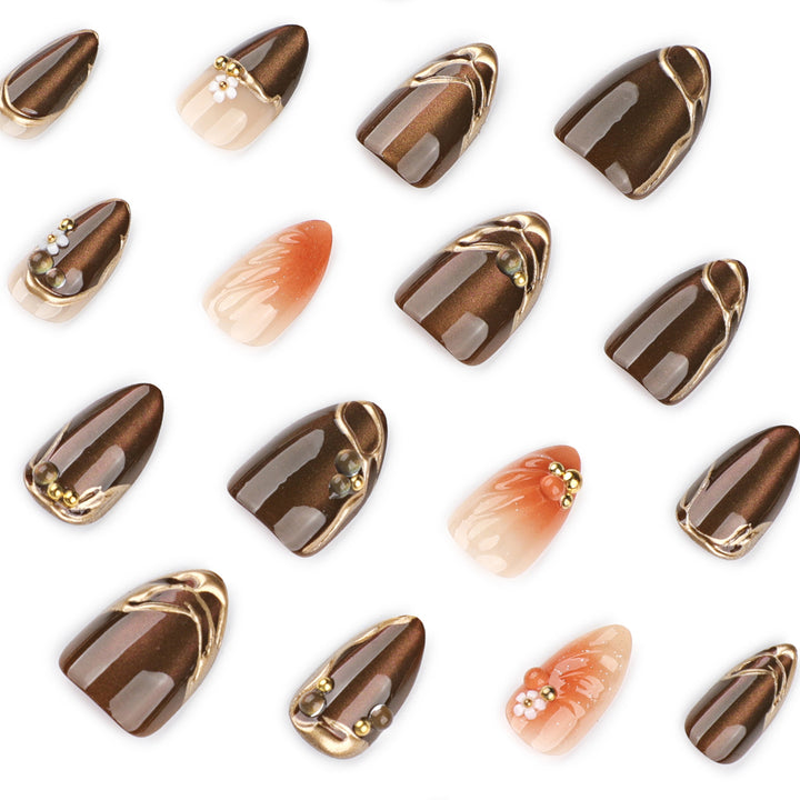 Artful nail extensions with elegant 3D flower embellishments Kalsten