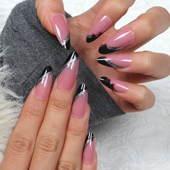 Elegant Stiletto Press-On Nails with Glitter Accents Kalsten