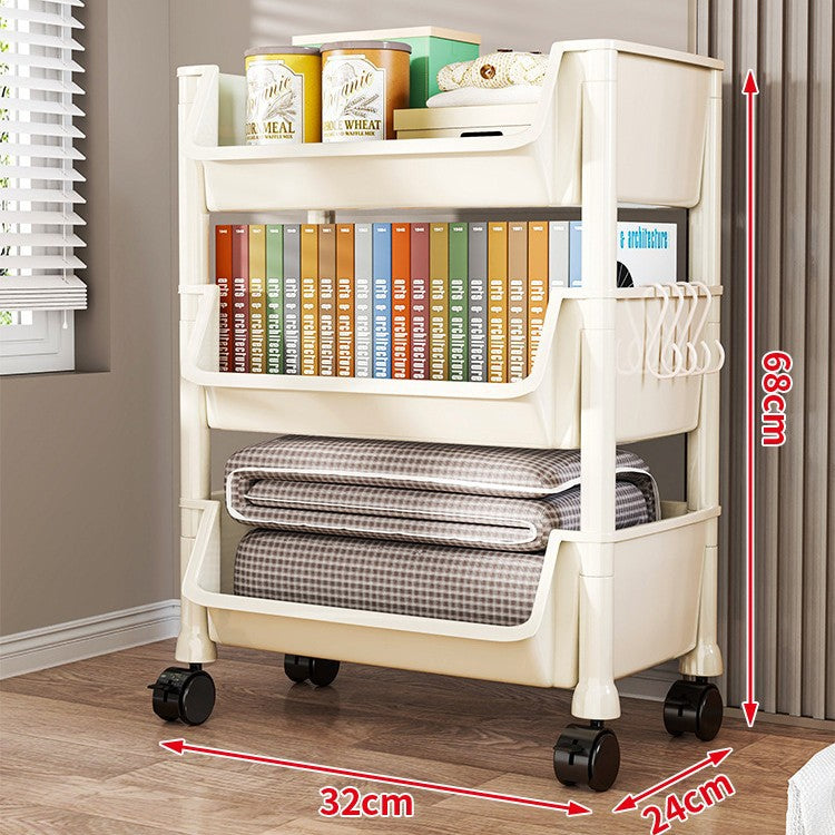 Compact Two-Tier Rolling Storage Cart with Removable Bins and Swivel Casters