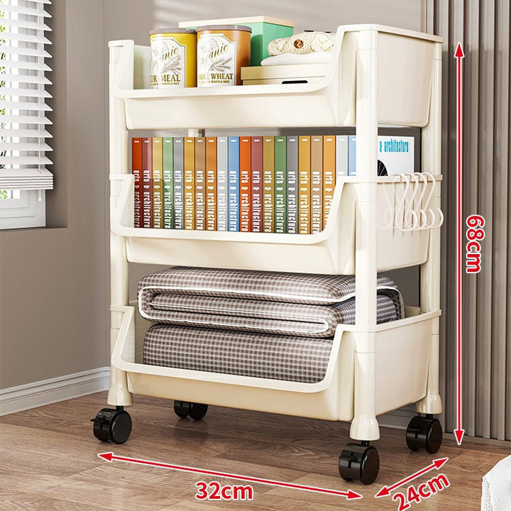 Compact Two-Tier Rolling Storage Cart with Removable Bins and Swivel Casters