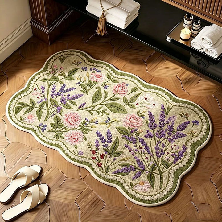 Floral Patterned Memory Foam Bath Mat