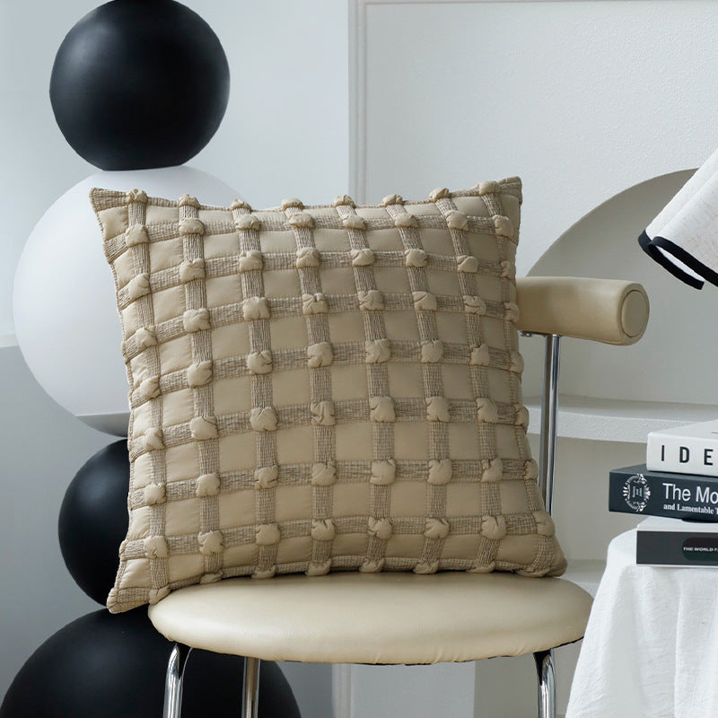 Rectangular decorative cuddle pillow cover with striped teddy boucle look and sherpa finish Kalsten