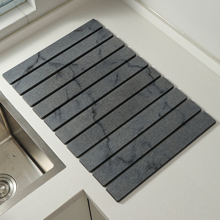 Decorative Marble Striped Kitchen Drying Mat