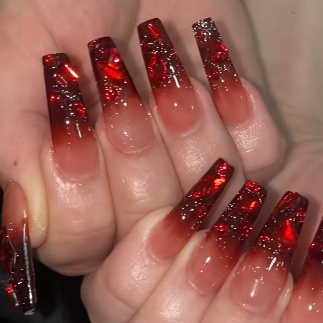 Creative Stiletto Nail Art with Blood Red Accents Kalsten