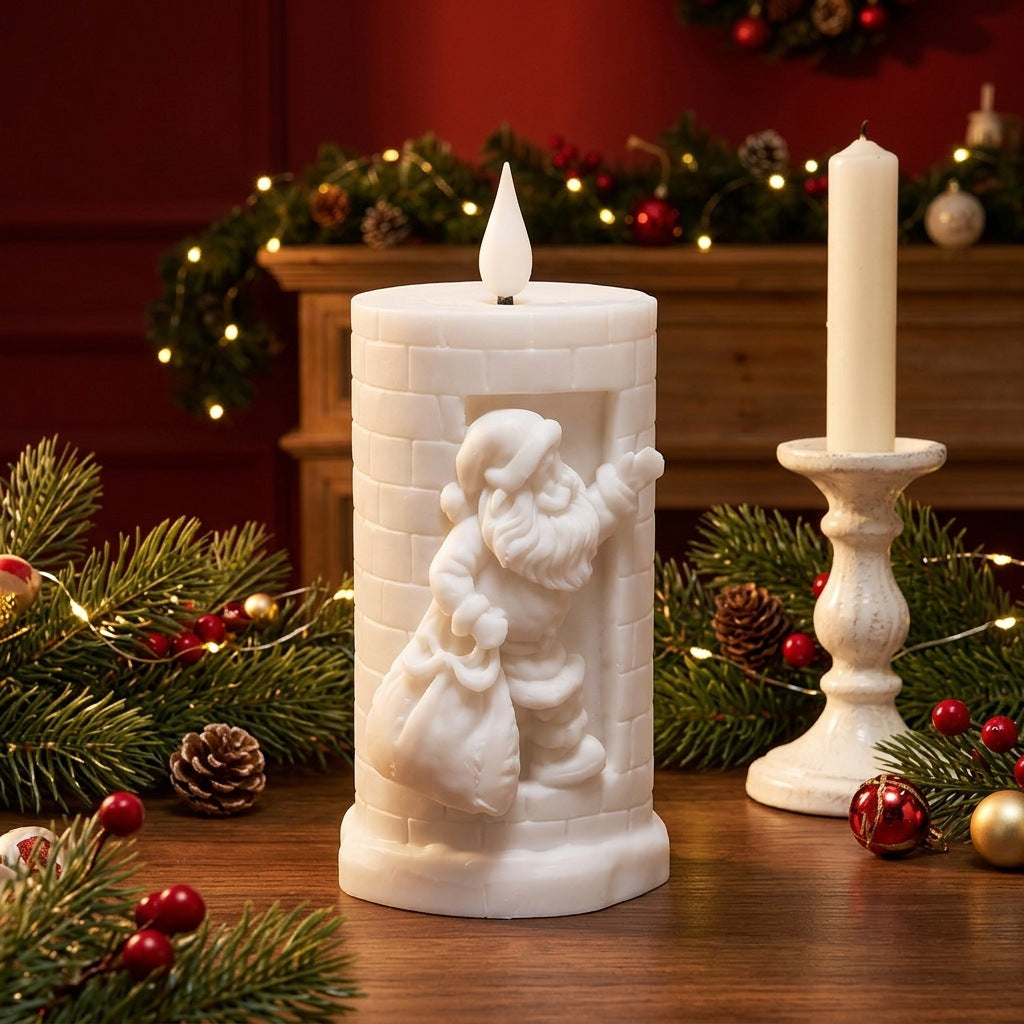 Christmas candle with Santa motif