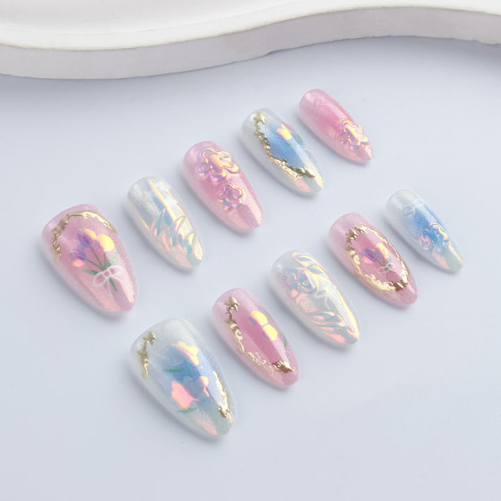 Artistic Floral Press-On Nail Art Kalsten