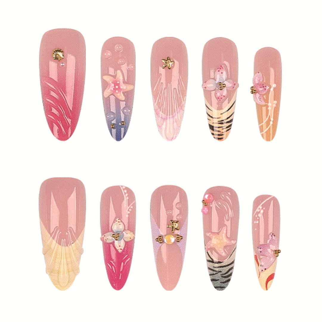 Artistic Floral Press-On Nail Set
