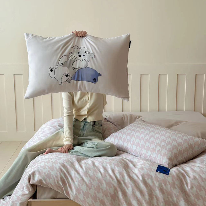 Duvet cover set made of cotton satin with Boho-Ethno pattern and reversible function