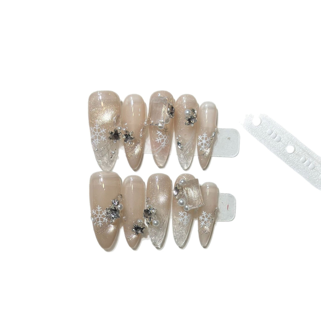 Snowflake-Inspired Stiletto Press-On Nail Set Kalsten