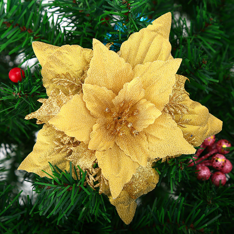Decorative Glittering Poinsettia Flower Ornament Kalsten