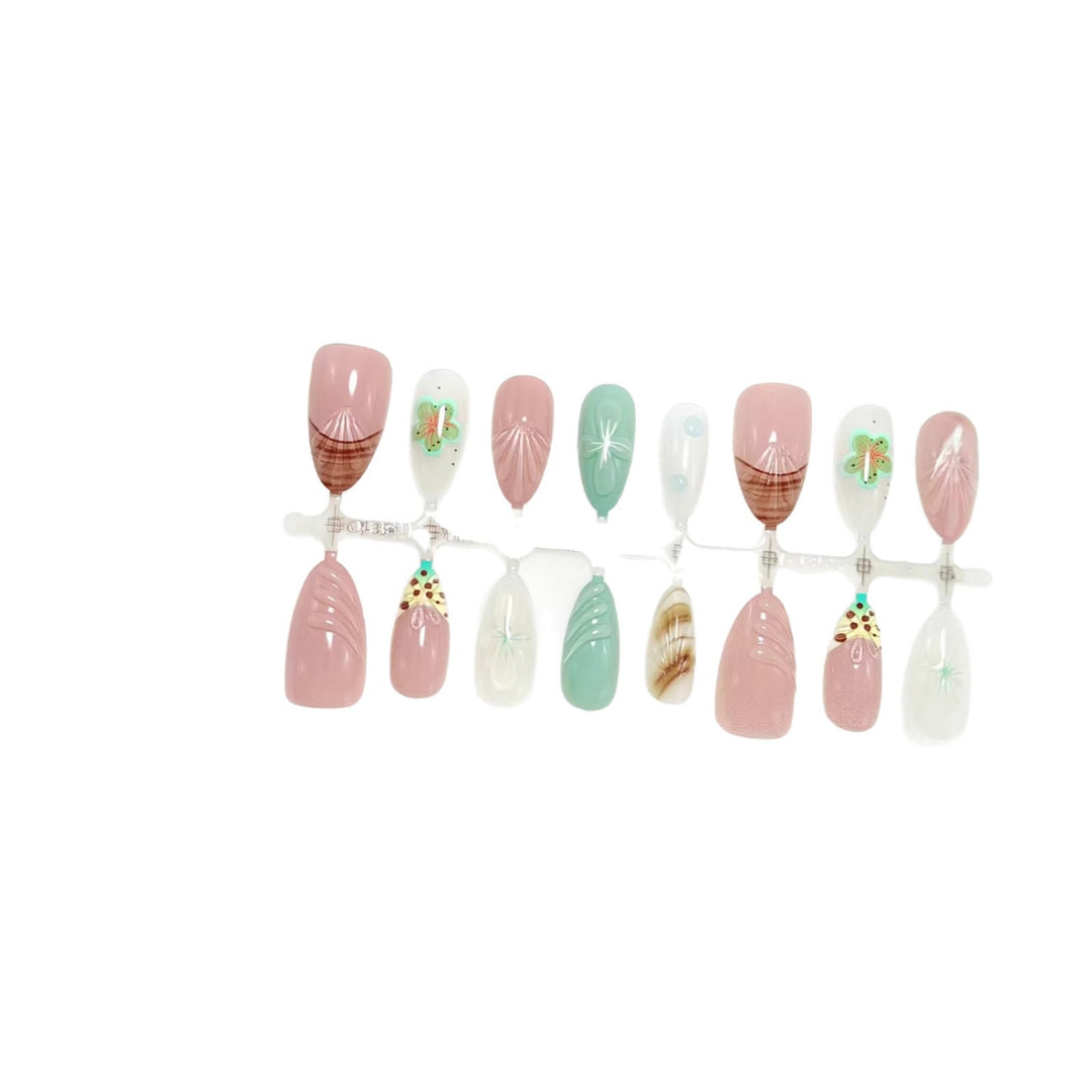 Artificial nails with elegant 3D flower and gradient design Kalsten