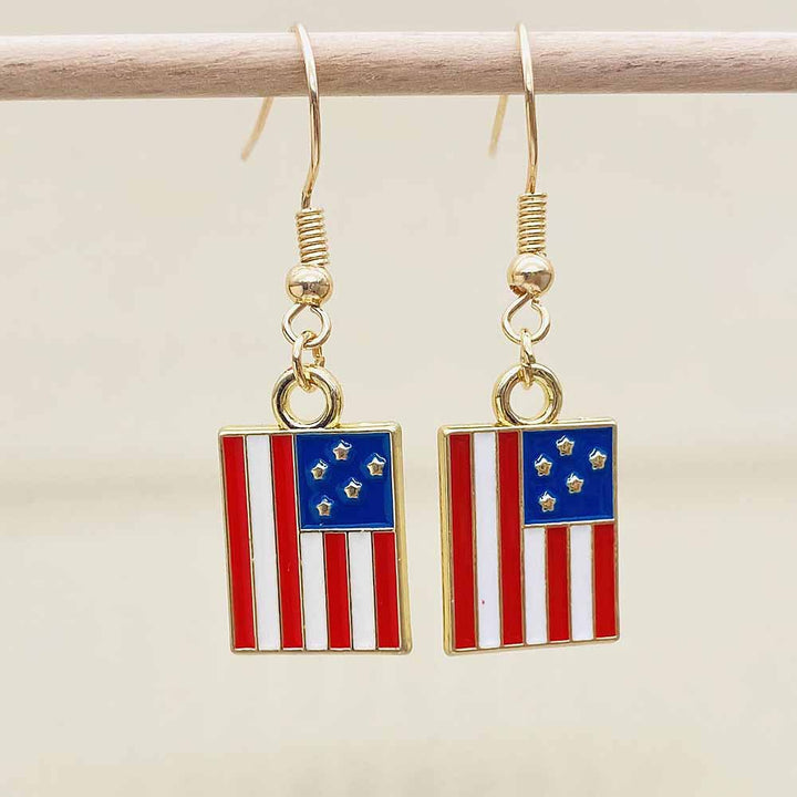 Women's filigree drop earrings with enameled flag pendants and metal hook closure Kalsten