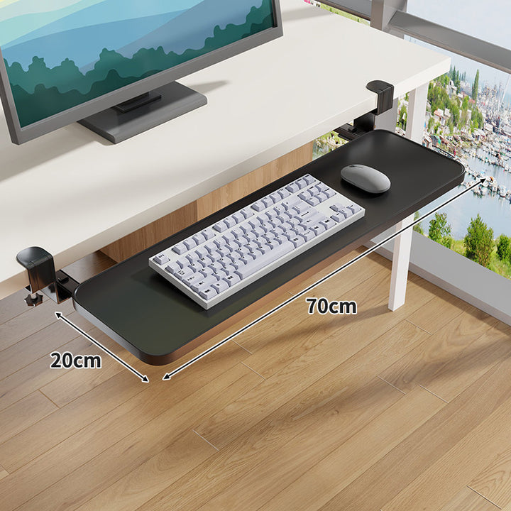 Clamp-Mounted Sliding Ergonomic Woodgrain Keyboard & Mouse Platform