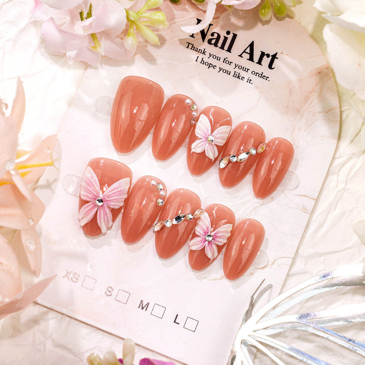Floral Adorned Press-On Nail Set