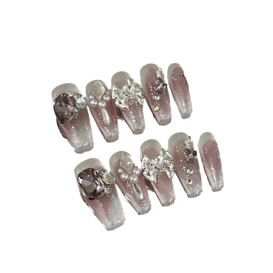 Rhinestone-Embellished Press-On Nail Set