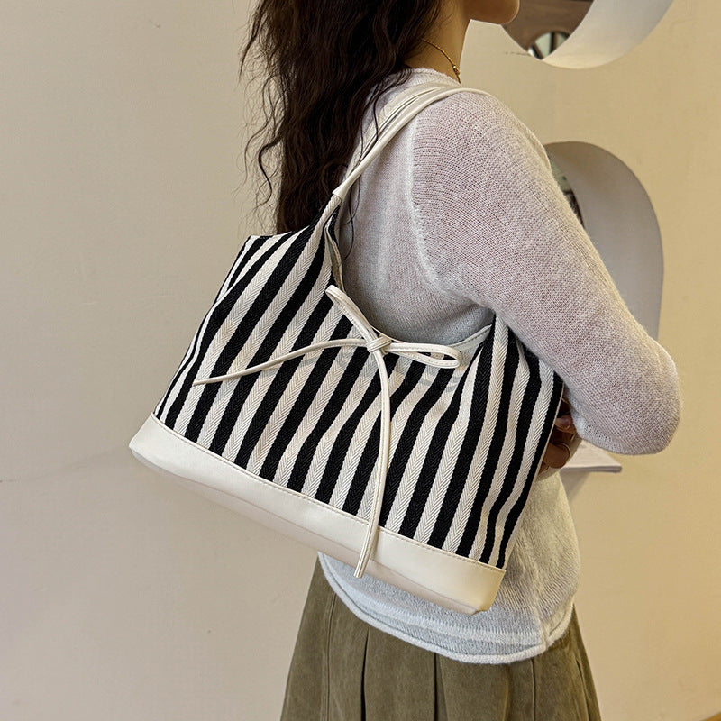 Striped Casual Tote Bag